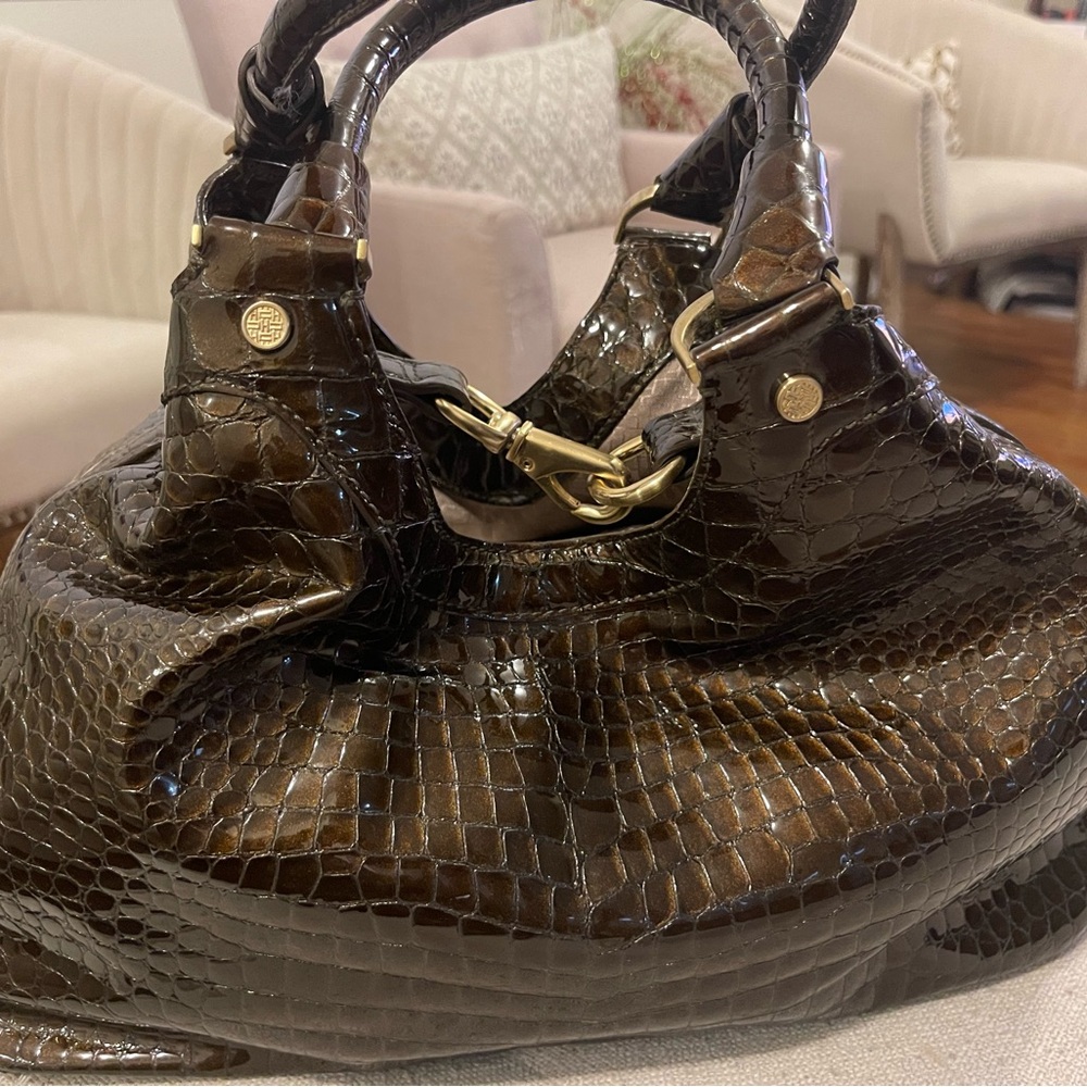 Cole Haan leather alligator embossed handbag